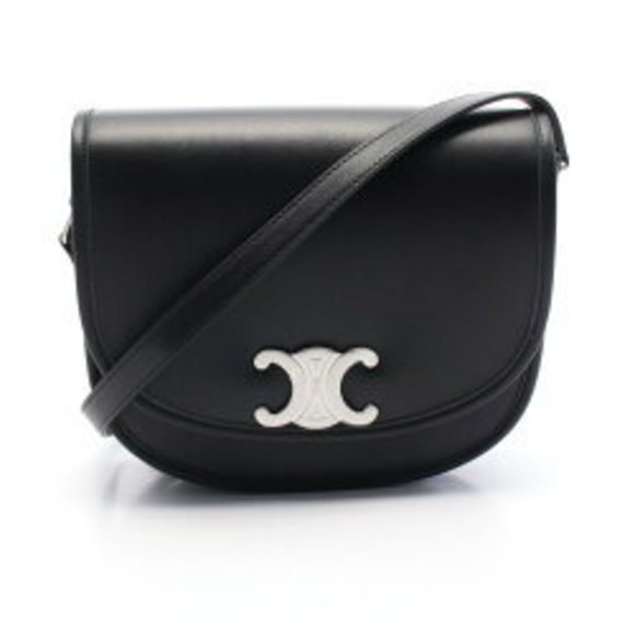 Celine Triomphe Shoulder Bag Leather Black - Picture 1 of 4
